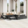 Set de canapea de gradina Gossi cu 13 piese si perne negru ratan poliester, canapea de gradina Gossi cu 2 locuri si perne negru ratan poliester, set d