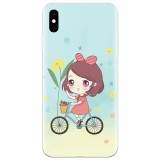 Husa silicon pentru Apple Iphone X, Girl And Bike