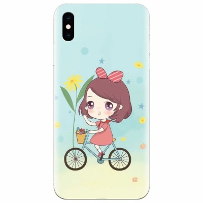 Husa silicon pentru Apple Iphone XS Max, Girl And Bike foto