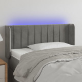 Tablie de pat cu LED, gri deschis, 93x16x78/88 cm, catifea GartenMobel Dekor, vidaXL