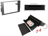 Rama Radio Dublu DIN Audi A4 B6 (8E) 2002-2007 cu Incarcator Wireless 5W, Buzunar Basculant Negru