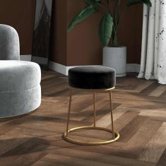 vidaXL Taburet rotund, negru, catifea