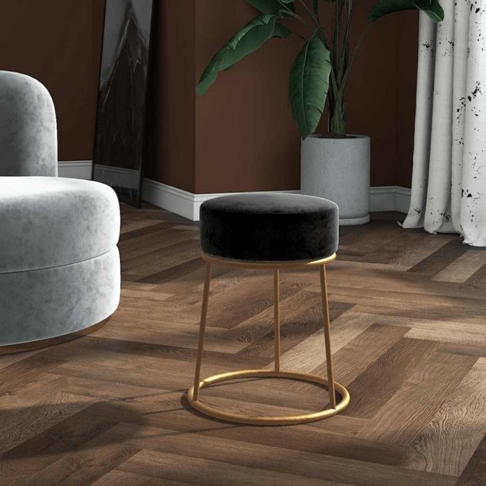 vidaXL Taburet rotund, negru, catifea