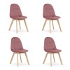 Set 4 scaune bucatarie/living, Artool, Bora, catifea roz inchis, picioare lemn natur, 44.5x54x81.5 cm