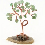 Copac Aventurin, piatra norocului, suport geoda plata agat natural, 10 cm