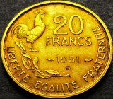 Moneda istorica 20 FRANCI - FRANTA, anul 1951= litera B * cod 488 A