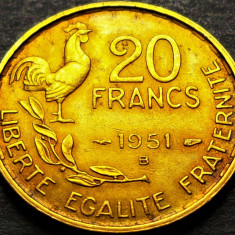 Moneda istorica 20 FRANCI - FRANTA, anul 1951= litera B * cod 488 A
