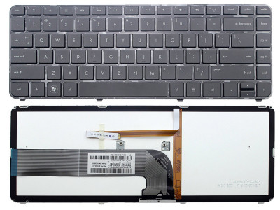 Tastatura laptop noua HP DV4-3000 Glossy Frame Black US Backlit foto