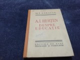 Cumpara ieftin M F SABAEVA - A I HERTEN DESPRE EDUCATIE CARTONATA 1951