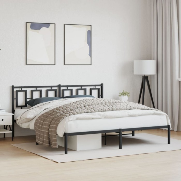 vidaXL Cadru de pat metalic cu tăblie, negru, 183x213 cm 374246