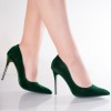 Pantofi dama cu toc Verzi din Piele Ecologica Intoarsa Asrai, 36, Verde, Oem