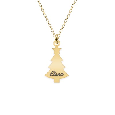 Magic Tree - Colier personalizat bradut si nume din argint 925 placat cu aur galben 24K foto