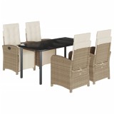 Set mobilier de gradina cu perne, 5 piese, bej, poliratan