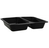 Cumpara ieftin Set 50 Caserole termosudabile din PP pentru catering, negre, 2compartimente