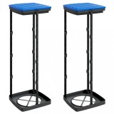 Cumpara ieftin Suporturi saci de gunoi, 2 buc., negru si albastru, 120 L, PP