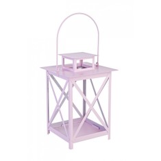 Felinar metal roz Flaies 17x17x25 cm