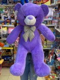 Urs din plus mov cu papion 90cm