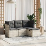 Gossi set canapea de gradina cu perne, 4 piese, gri deschis poliratan
