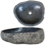VidaXL Chiuvetă din piatră de r&acirc;u, 38-45 cm, oval
