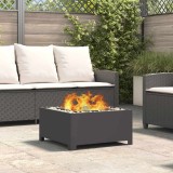 Vatra Foc vidaXL Negru Patrata 60x60x30cm Otel, Exterior, Focar Lemne, Semineu Gradina Terasa