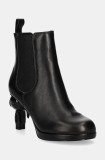 Karl Lagerfeld ghete chelsea de piele IKON ISLAND femei, culoarea negru, cu toc drept, KL39044