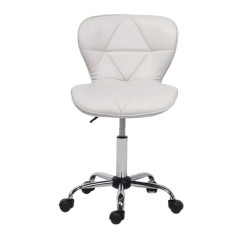 Scaun salon cu roti si inaltime reglabila intre 39-51 cm, alb foto