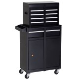 Carucior de lucru DURHAND, dulap pentru unelte, cutie de unelte cu 5 sertare, roti 360&deg; din metal, 60 x 28 x 104,5 cm | Aosom Romania