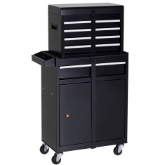 Carucior de lucru DURHAND, dulap pentru unelte, cutie de unelte cu 5 sertare, roti 360&deg; din metal, 60 x 28 x 104,5 cm | Aosom Romania