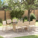 VidaXL Set de dining pentru grădină 9 piese, bej, din poly rattan