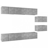 Cumpara ieftin Set de dulapuri TV, 8 piese, gri beton, lemn prelucrat