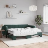 VidaXL Pat de zi cu extensie și saltele verde &icirc;nchis 80x200 cm catifea