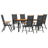 Cumpara ieftin Set mobilier pentru gradina, 7 piese, negru si maro, aluminiu