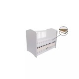 Cumpara ieftin Patut Eurogloria Como culisant cu sertar - Alb cu Bej + Saltea Cocos 10 cm
