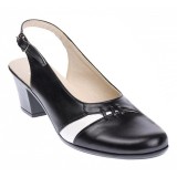 Pantofi dama eleganti, piele naturala cu toc de 6cm - Model Negru, Alb, PS35LA