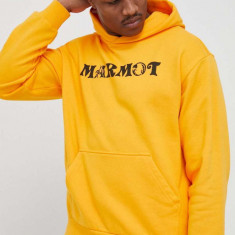 Marmot bluza barbati, culoarea portocaliu, cu glugă, cu imprimeu