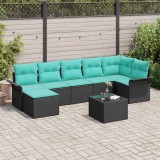 vidaXL Set de canapele pentru grădină cu pernă 8 pcs Negru Rattan poli 3345466