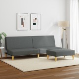Gossi canapea extensibila cu taburet, 2 locuri, gri inchis, textil