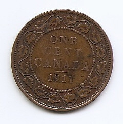 Canada 1 Cent 1911- George V (no DEI GRA) Bronz, 25.4 mm KM-15 foto