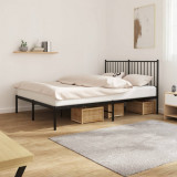 VidaXL Cadru de pat metalic cu tăblie, negru, 135x190 cm