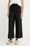 Marella pantaloni de bumbac Emme by Marella femei, culoarea negru, lat, high waist, 2515131082200