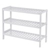 Suport depozitat incaltaminte, Artool, 3 polite, lemn bambus, alb, 70x26x55 cm, Leobert