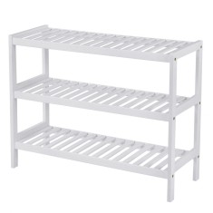 Suport depozitat incaltaminte, Artool, 3 polite, lemn bambus, alb, 70x26x55 cm