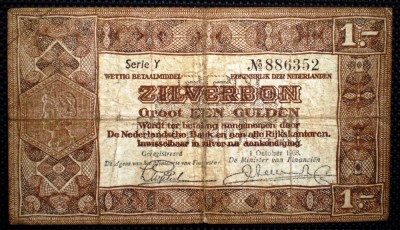 42 OLANDA ZILVERBON 1 GULDEN 1938 SR. 352 foto