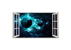 Autocolant decorativ, Fereastra, Planete, Multicolor, 83 cm, 231ST foto