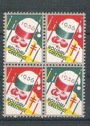 USA, Cinderella 1936 Christmas x 4, MNH L.093