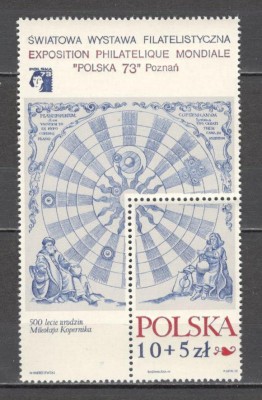 Polonia.1972 500 ani nastere N.Copernic:astronom-Bl. MP.94 foto