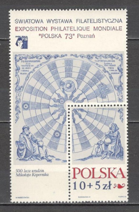 Polonia.1972 500 ani nastere N.Copernic:astronom-Bl. MP.94