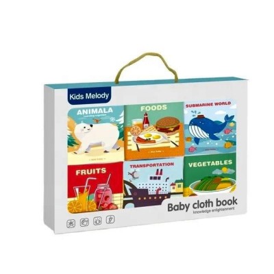 Set 6 carti senzoriale textile pentru bebelusi cu fosnitoare, Multicolor foto