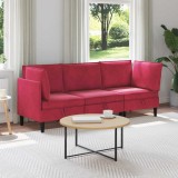 vidaXL Set de mobilier pentru living cu pernă 3 pcs Roșu Vin Catifea 3413748