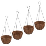Cumpara ieftin Jardiniere suspendate captuseala cocos 4buc negru &Oslash;40x63cm otel